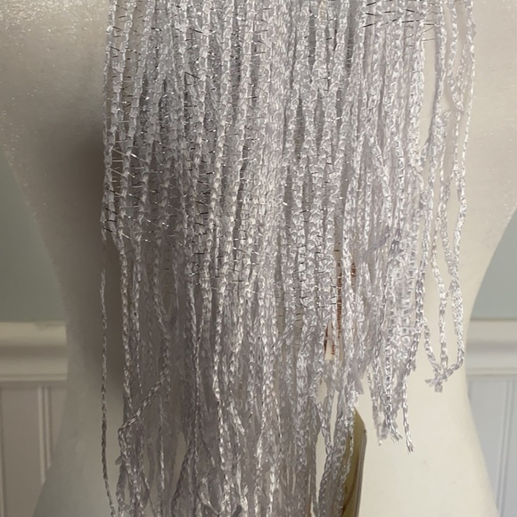 Collection Eighteen Metallic Net Fringe Evening Wrap White Open Knit - Picture 4 of 7